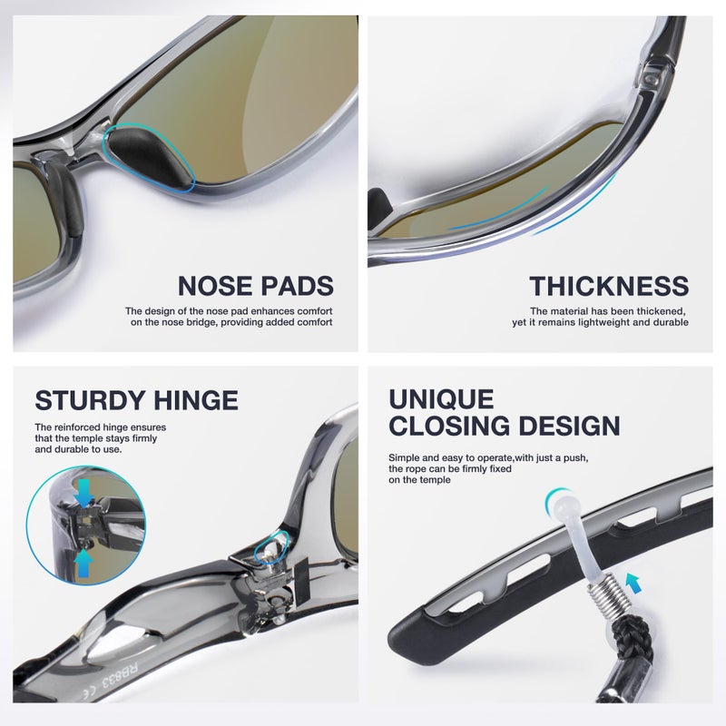 RIVBOS Sunglasses for Men Women Polarized UV Protection Sports Fishing Driving Shades Cycling RB833-transparent Grey ice Blue - Image 4